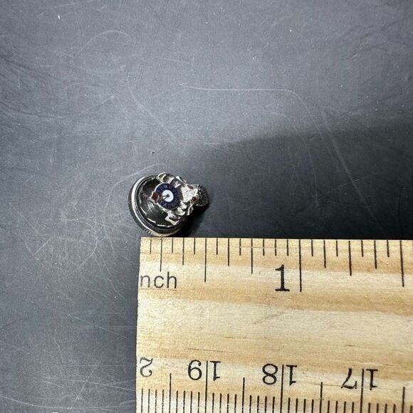 Antique Elks Lodge BPOE Lapel Pin 10K Ruby Gemstone Eyes Silver Screw Back - Picture 3 of 7